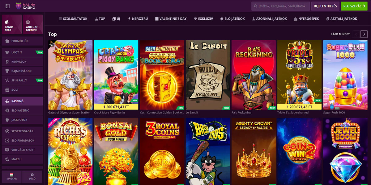 Malina Kaszinó Slot Games