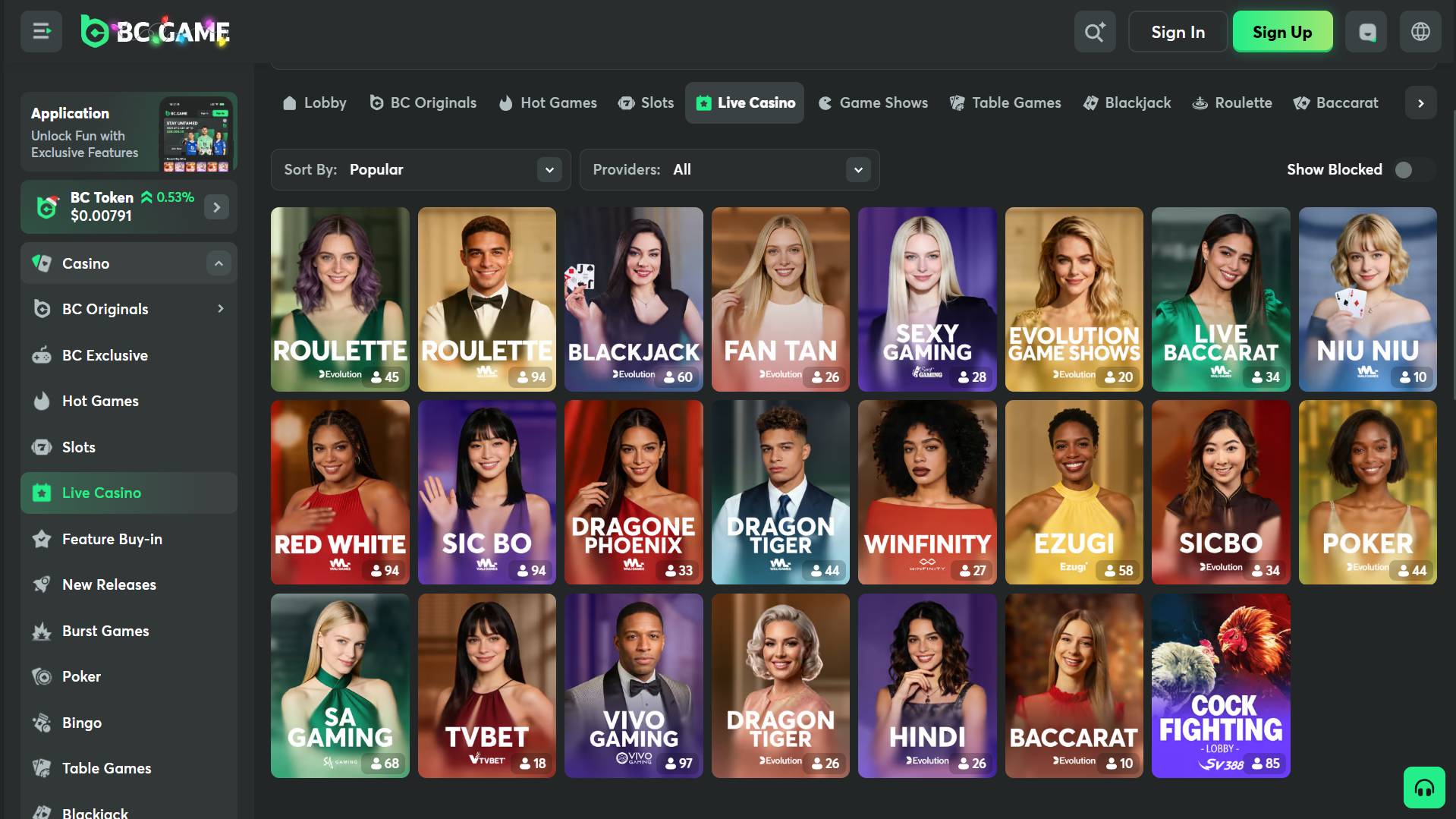 BC.Game Kaszinó Live Kaszinó