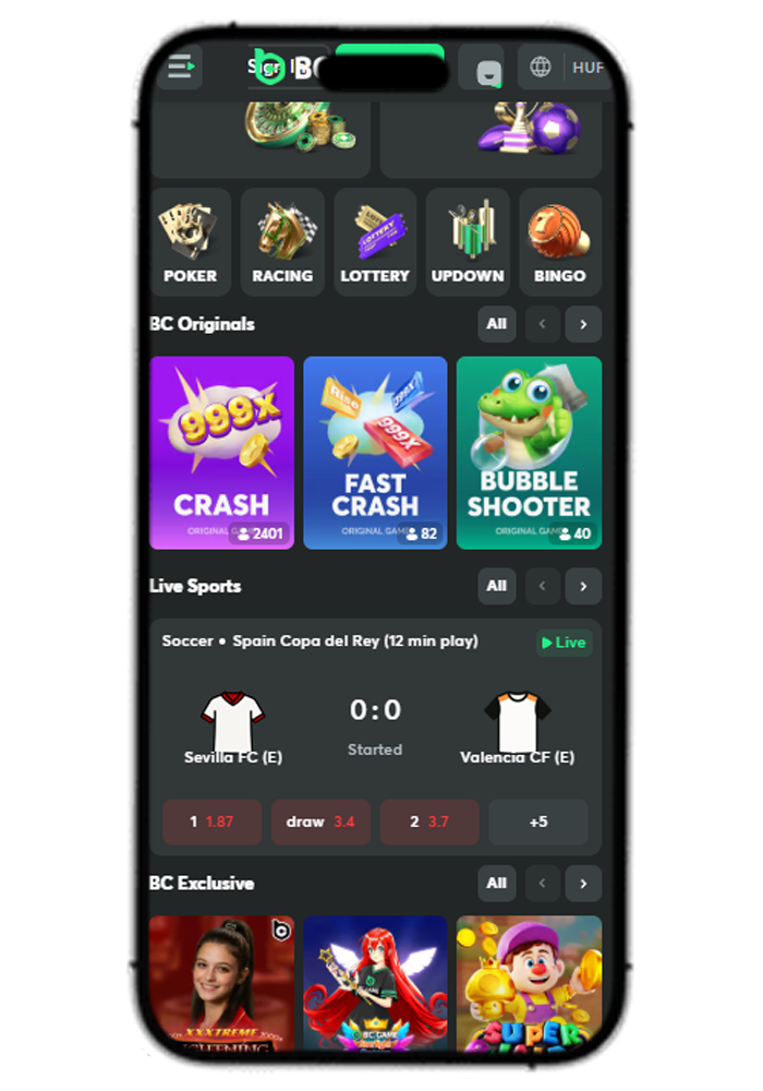 BC.Game Casino Mobile View
