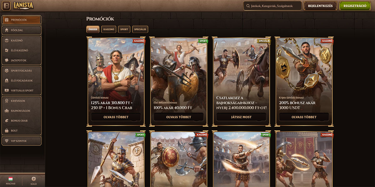 Lanista Kaszinó Bónuszok and Promotions