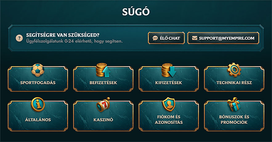 MyEmpire Kaszinó Customer Support