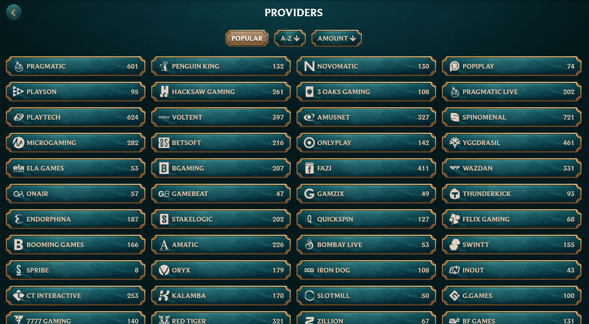 MyEmpire Kaszinó Game Providers