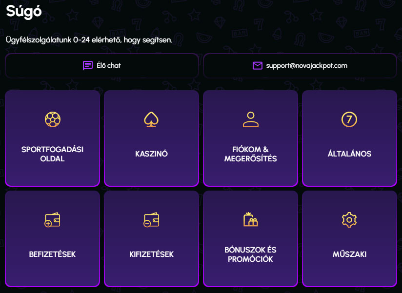 NovaJackpot Kaszinó Ügyfélszolgálat