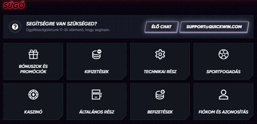 QuickWin Kaszinó Ügyfélszolgálat