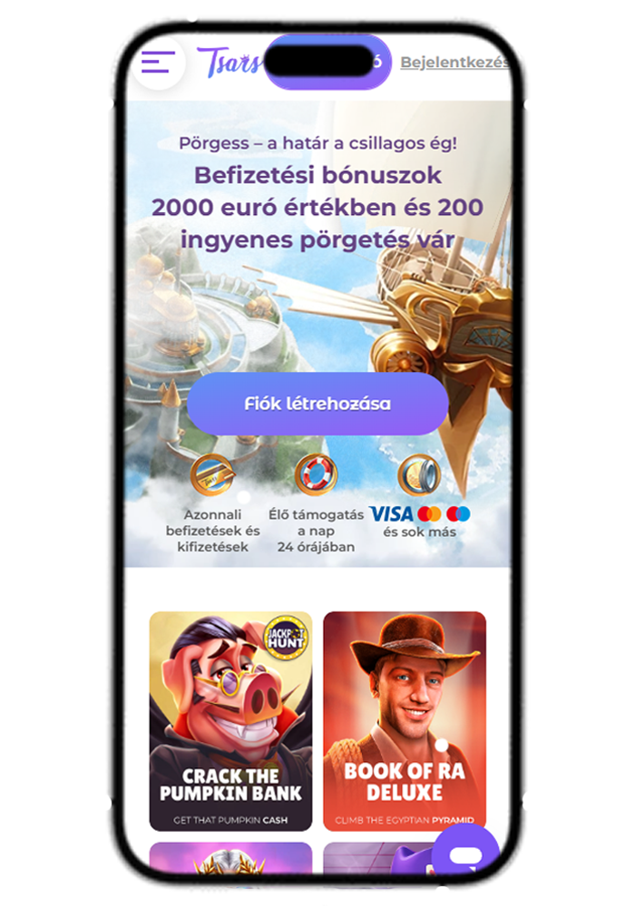 Tsars Kaszinó Mobile App