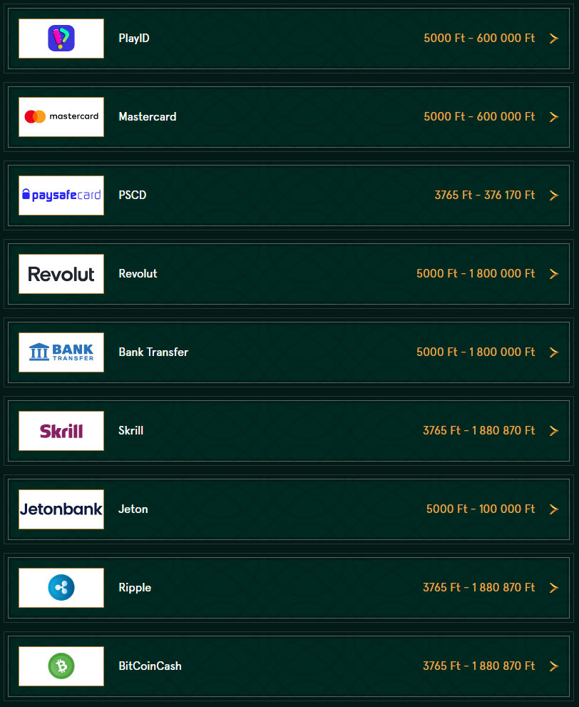 Casinia Casino Payments