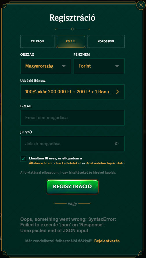 Casinia Casino Register