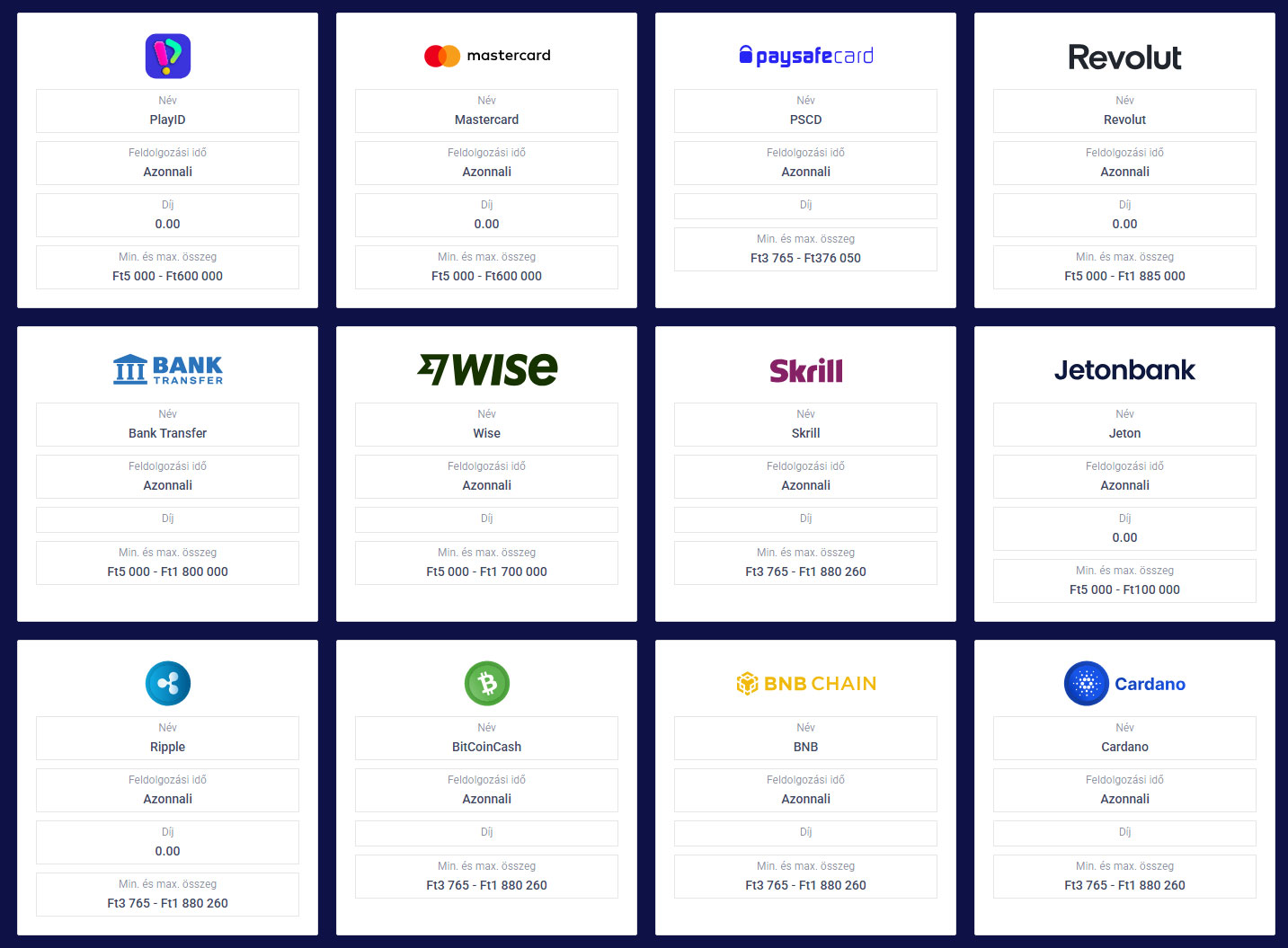 Frumzi Kaszino VIP Payments