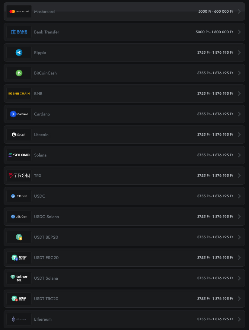 Gransino Kaszino Payments