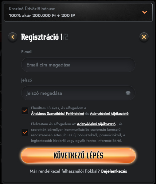 Gransino Kaszino Register