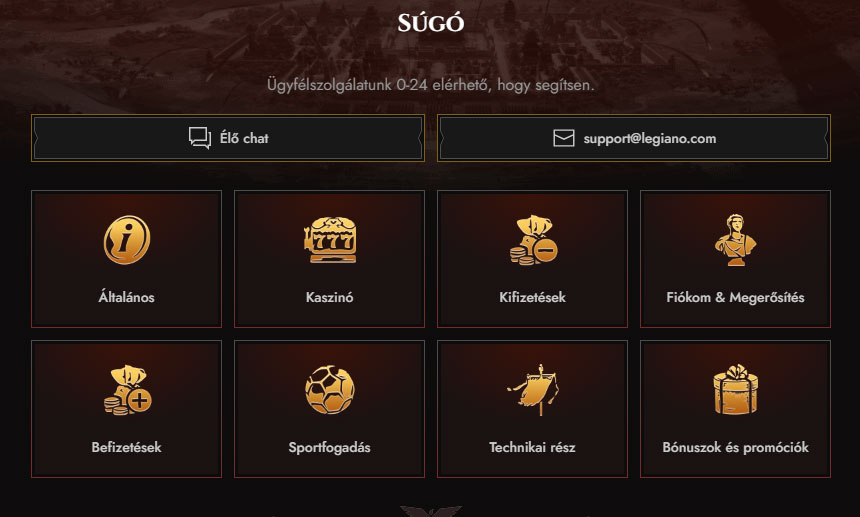 Legiano Kaszino Help