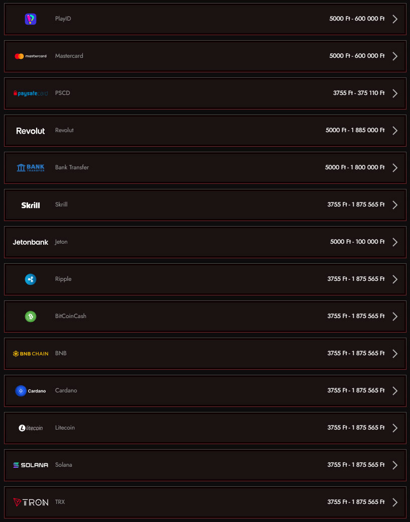 Legiano Kaszino Payments