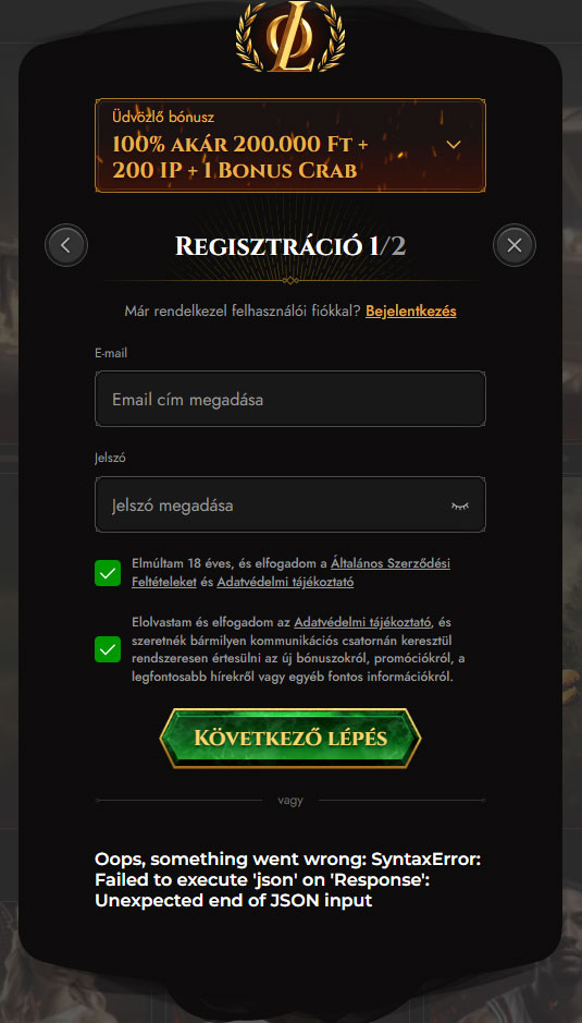 Legiano Kaszino Register