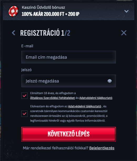 Mafia Kaszino Register