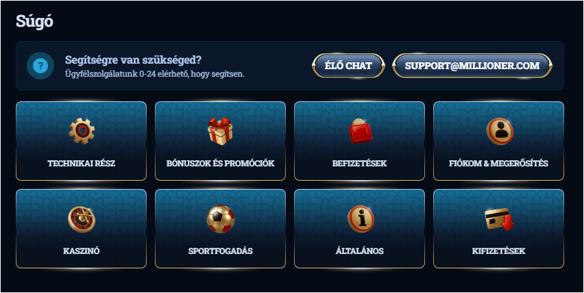 Millioner Kaszino Help Center