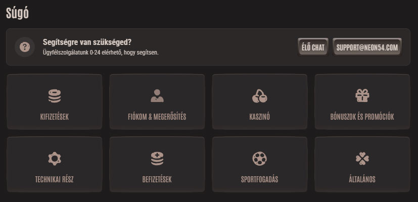 Neon54 Casino Help Center