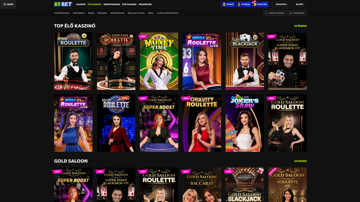 RTBet Kaszinó Live Casino Games