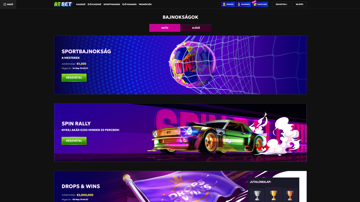 RTBet Kaszinó Touenaments