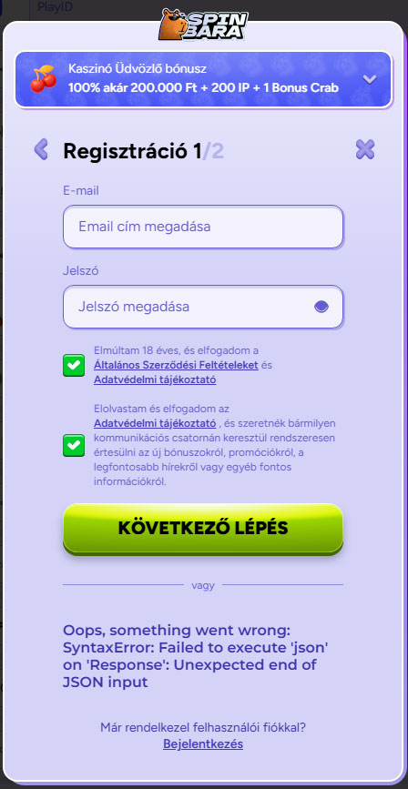 Spinbara Kaszino Register