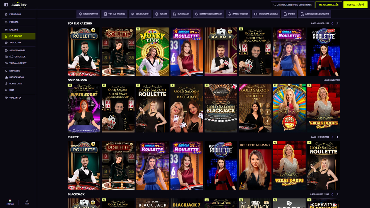 Sportuna Kaszinó live Casibo Games