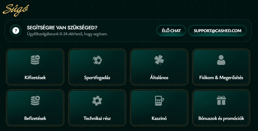 Cashed Kaszinó Ügyfélszolgálat