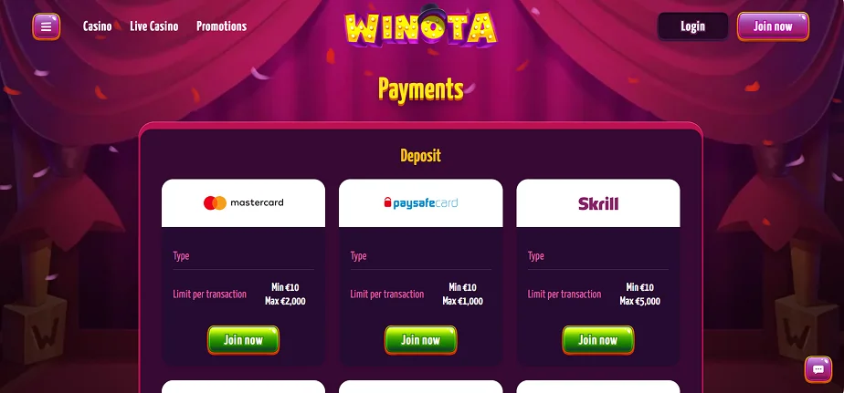 winota casino withdrawals