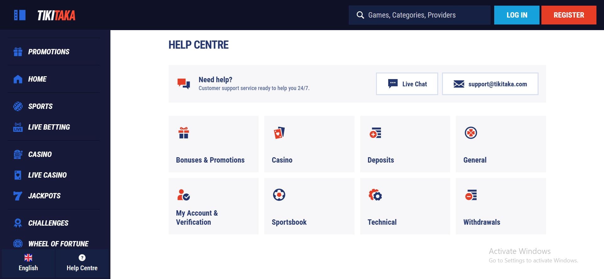 tikitaka casino help centre