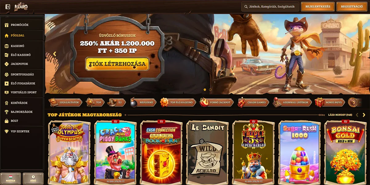 Lizaro Casino Home Page