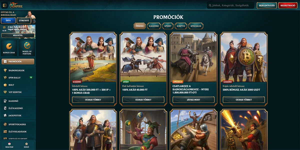 MyEmpire Kaszinó Bonuses and Promotions
