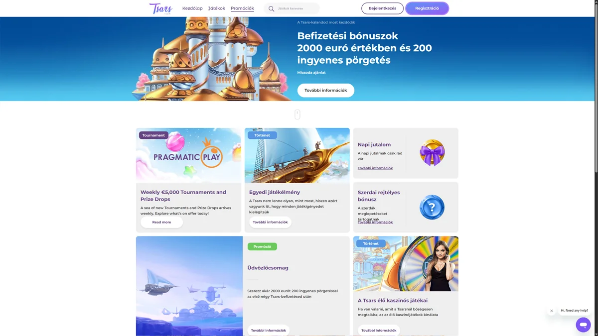 Tsars Kaszino Bonuses