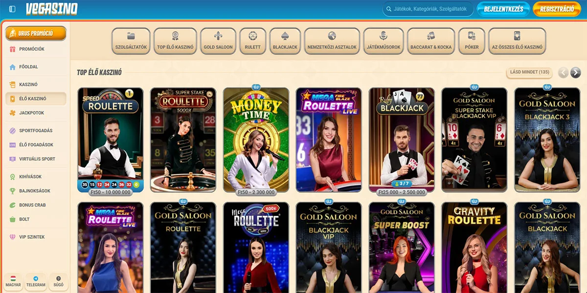 Vegasino Casino Live Casino Games