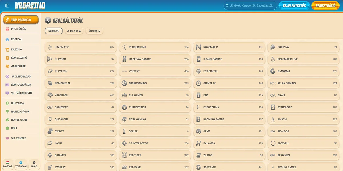 Vegasino Casino Providers