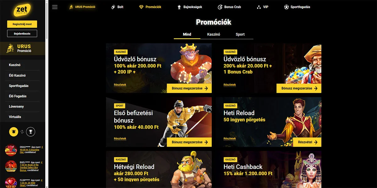 Zet Kaszinó Bónuszok and Promotions