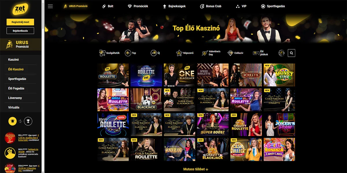 Zet Casino Live Casino Games