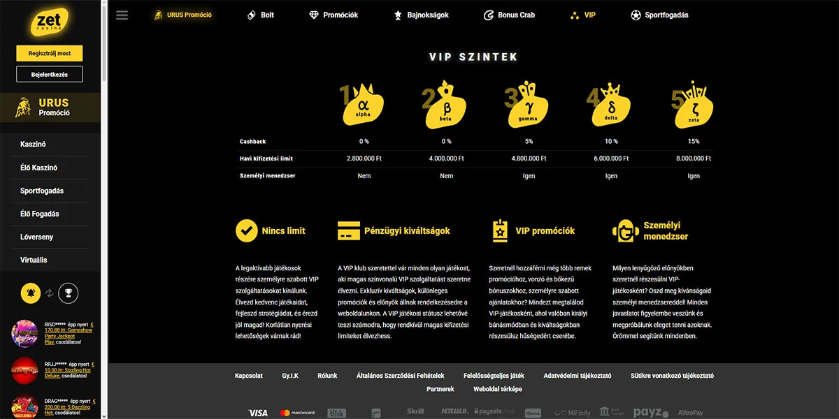 Zet Casino VIP Program