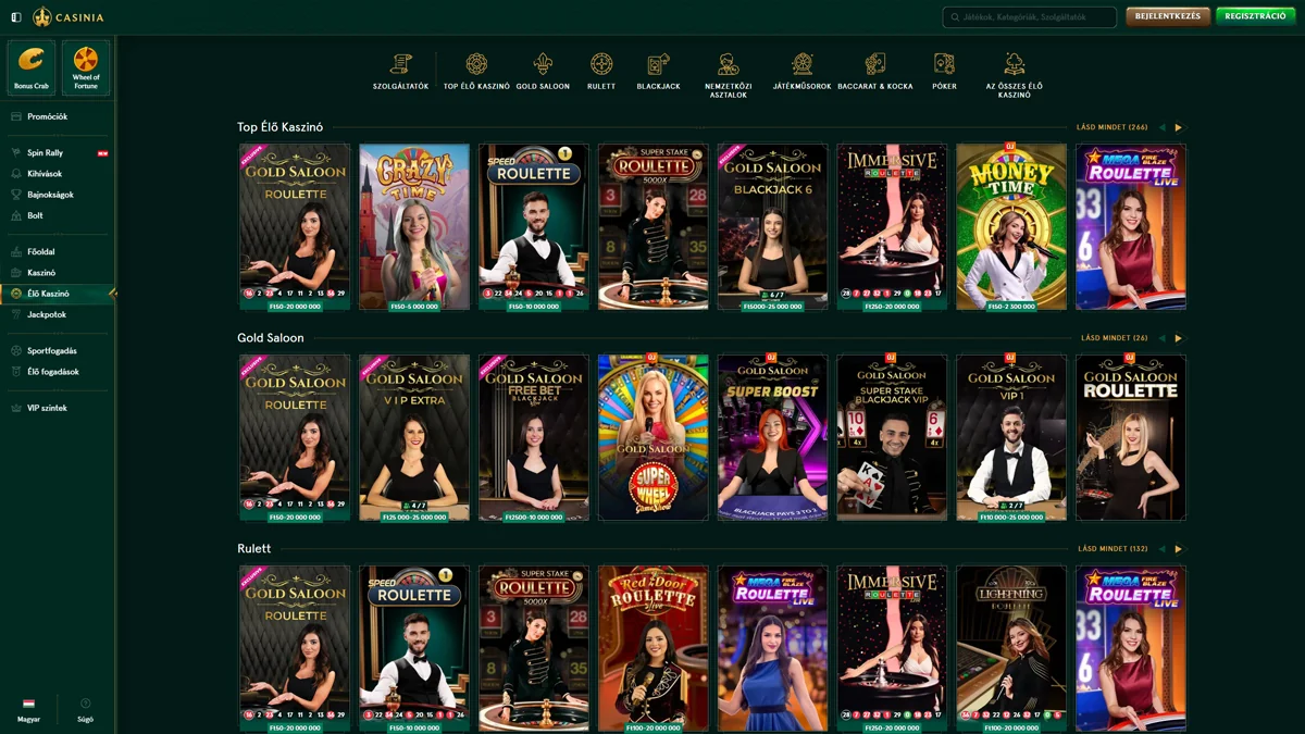 Casinia Casino Live Casino Games