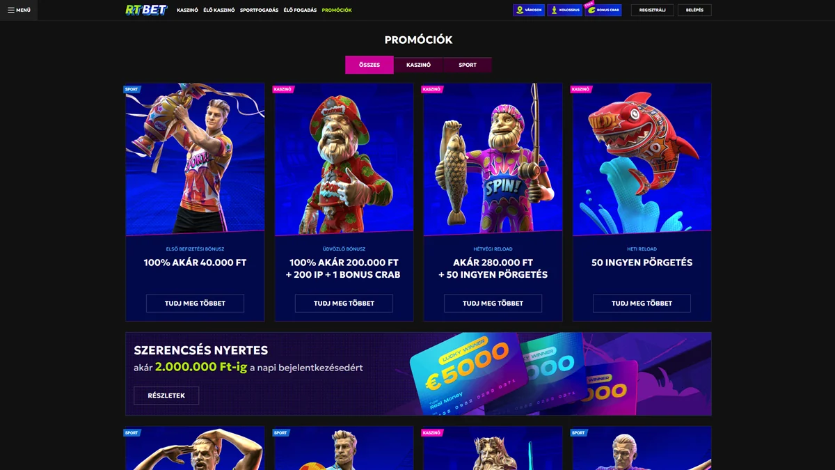 RTBet Kaszinó Bonuses