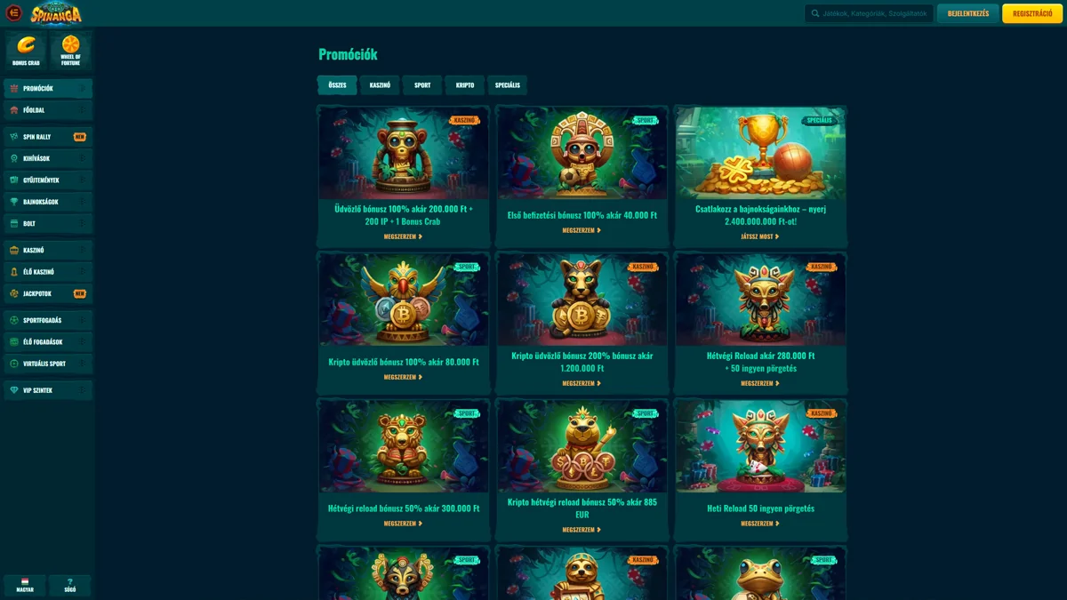 Spinanga Kaszino Bonuses