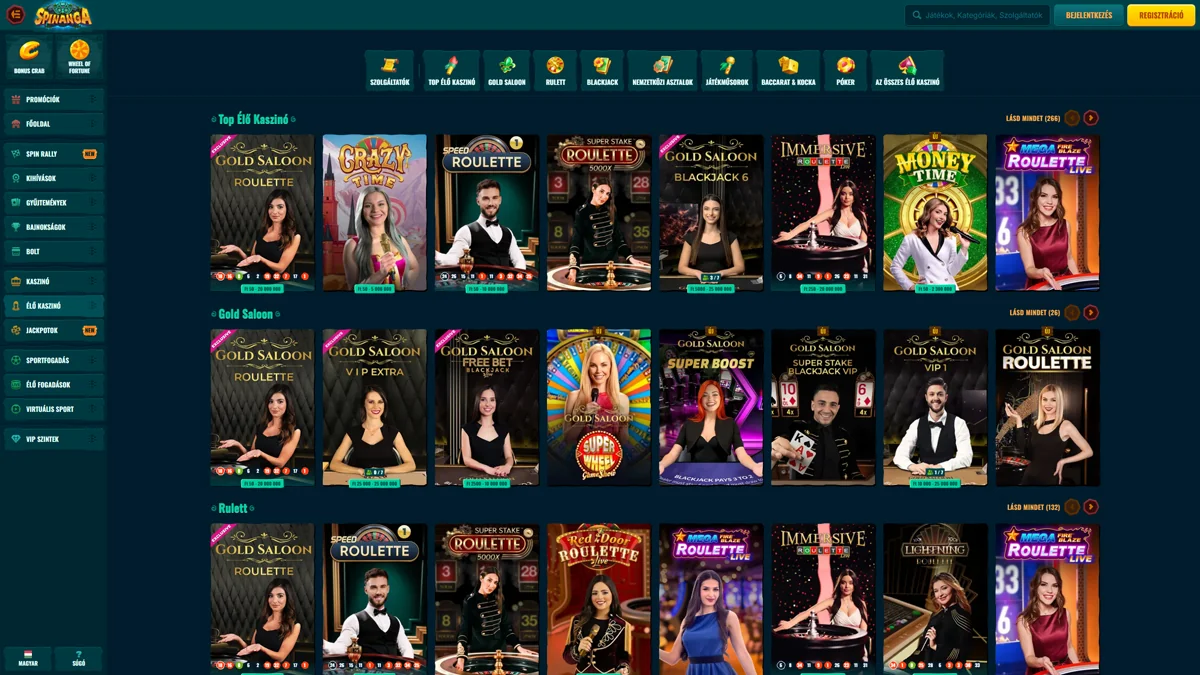 Spinanga Kaszino Live Casino Games