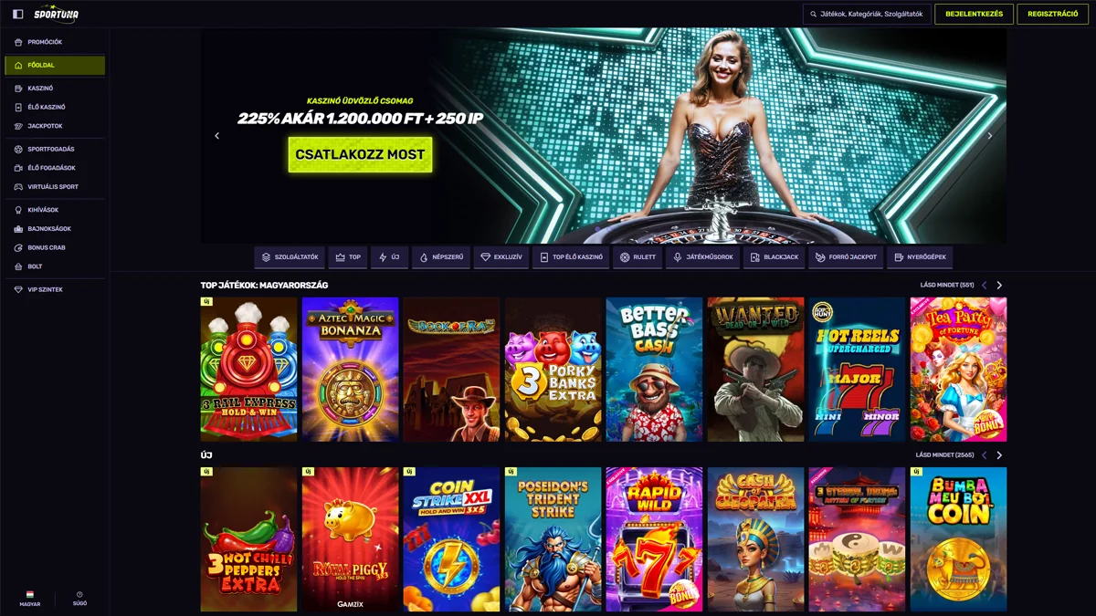 Sportuna Kaszinó Home Screen
