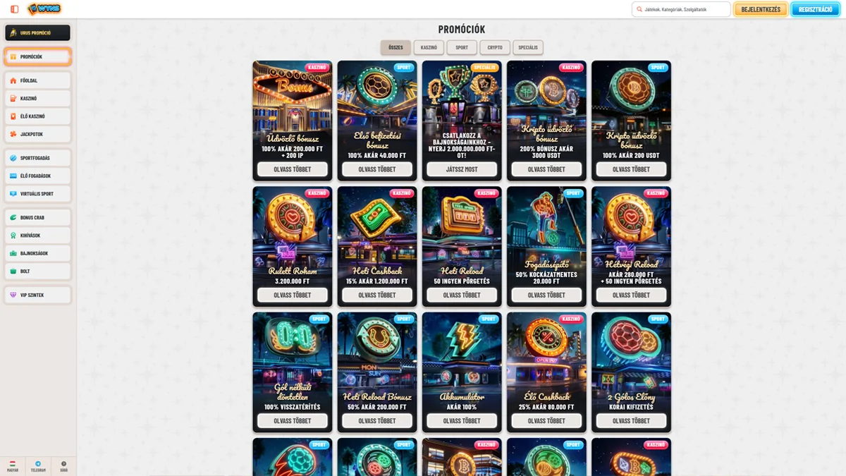 Wyns Kaszino Bonuses