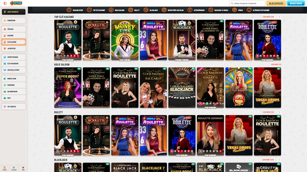 Wyns Kaszino Live Casino Games